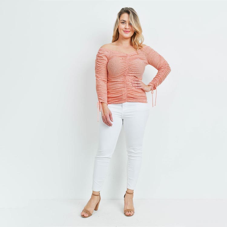 Elle Ruched Eyelet Top+